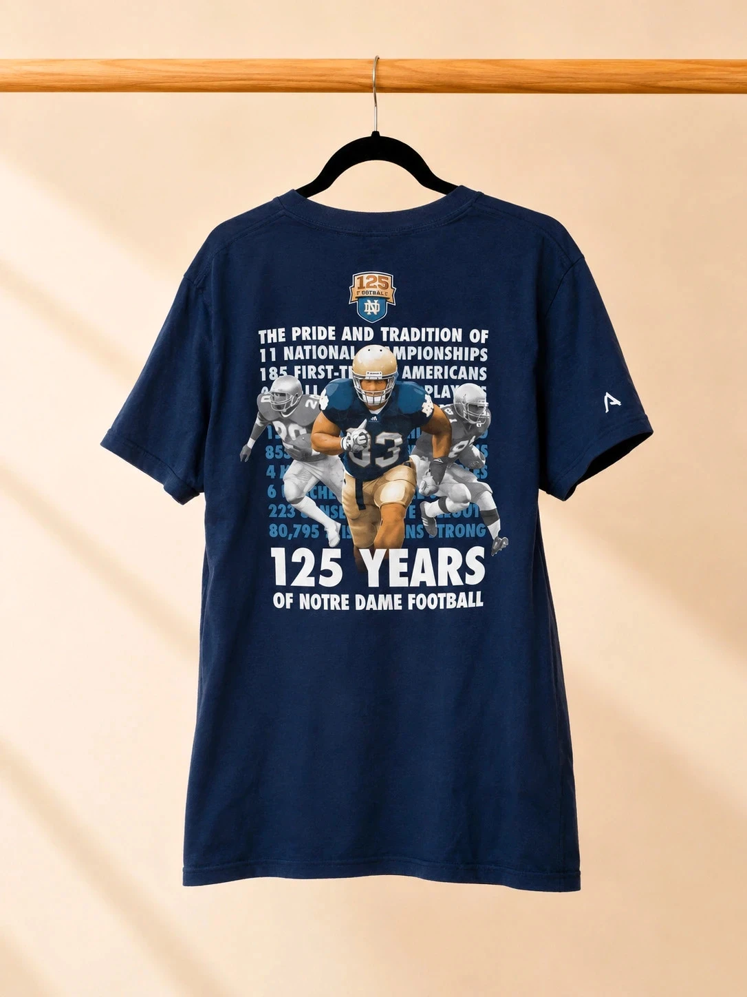T-shirt Notre Dame Football 2012 bleu marine homme taille L ncaa usa